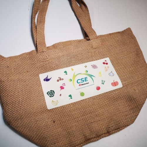 Transfert à chaud sur sac en jute