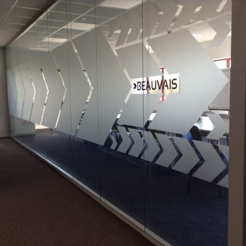 Réalisation Habillage de vitre en film sablé Moselle