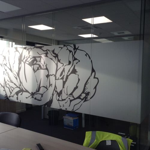 Réalisation Habillage de vitre en film sablé Moselle